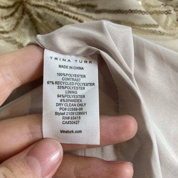 Trina Turk Women's‎ Gold Sequins Embellished Starburst Top Size S Going Out - Picture 6 of 10